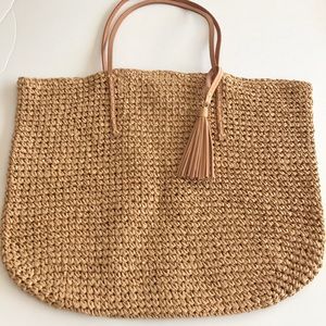 Banana Republic Woven Summer Tote Leather Straps